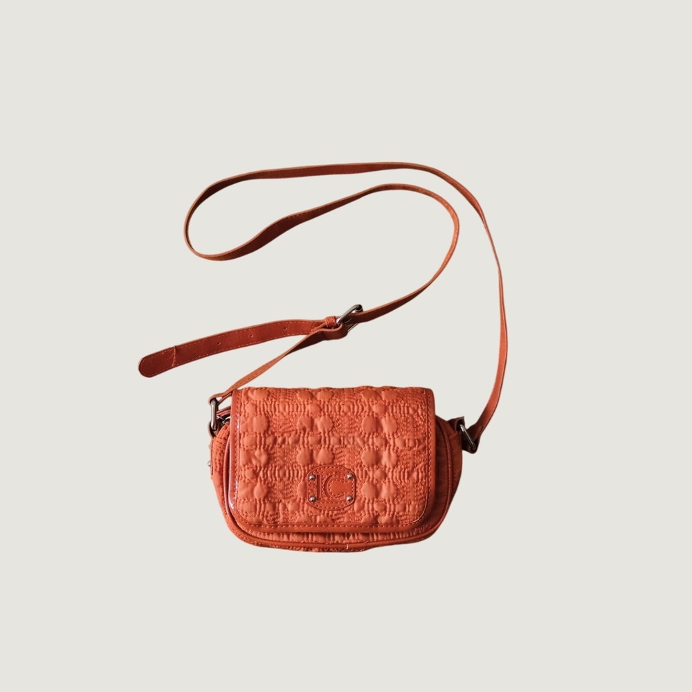 Liz Claiborne Crossbody Bag Orange Quilted Logo Nylon Y2K Small Messenger Purse
